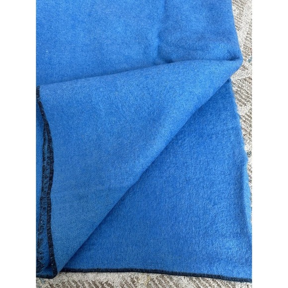 Vtg St. Mary's Ohio Blue Wool Blanket 70x72" Freshly Laundered - Picture 1 of 3